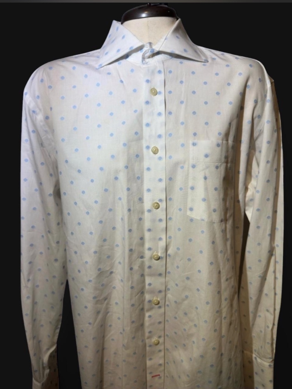 Seaward & Stearn London French Cuff Dress Shirt Blue Dot 16.5 42